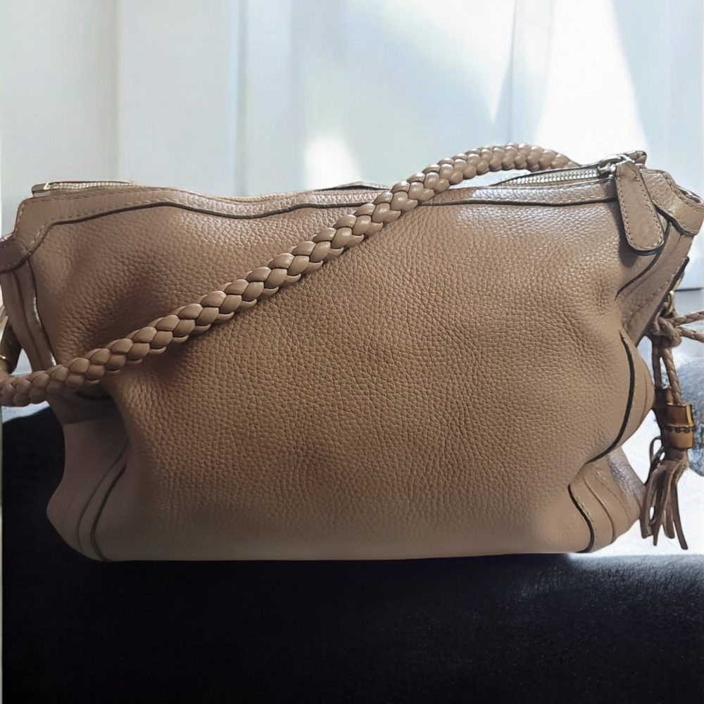 Gucci Tan Leather Shoulder Bag with Braided Strap